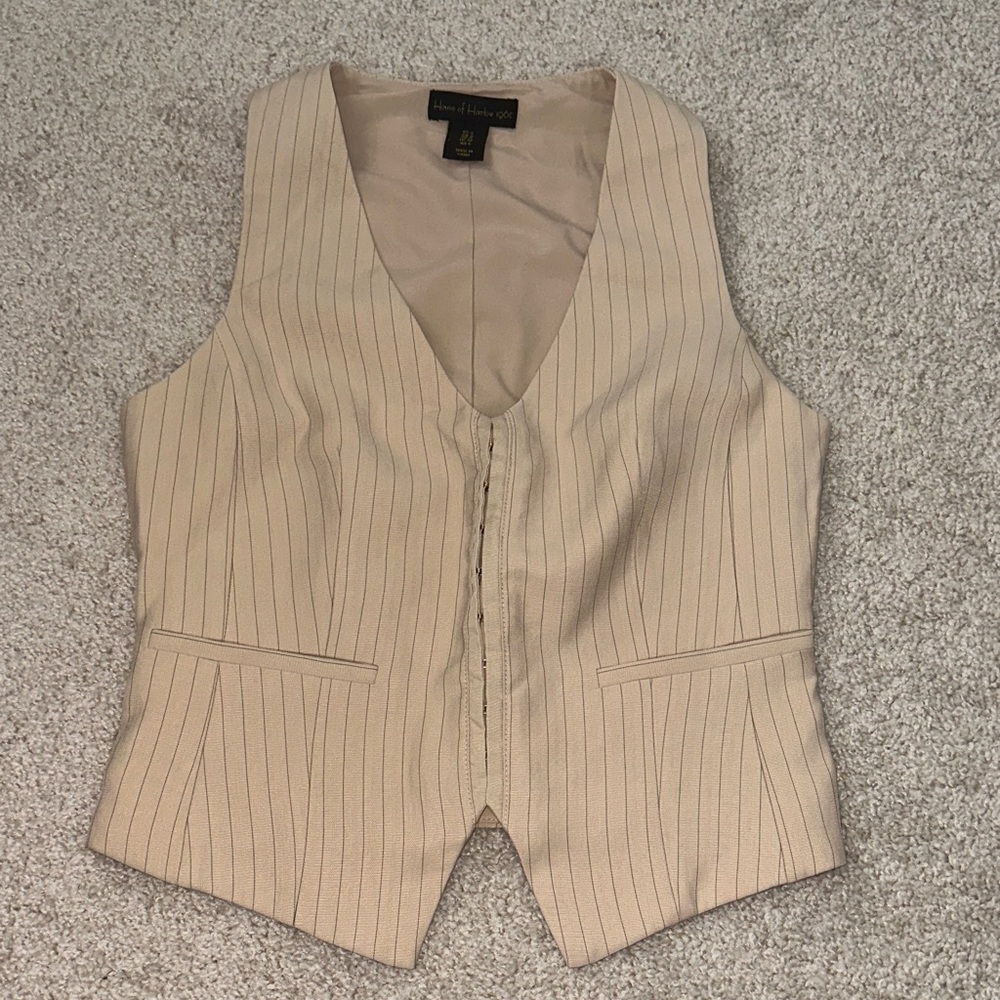 Tan Pinstripe Vest
